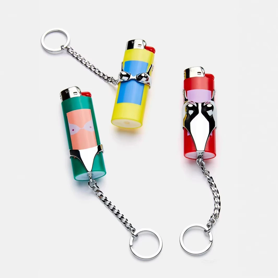Wholesale Mini Keychain Lighter Holder Metal Lighter Holder Smoking Accessories