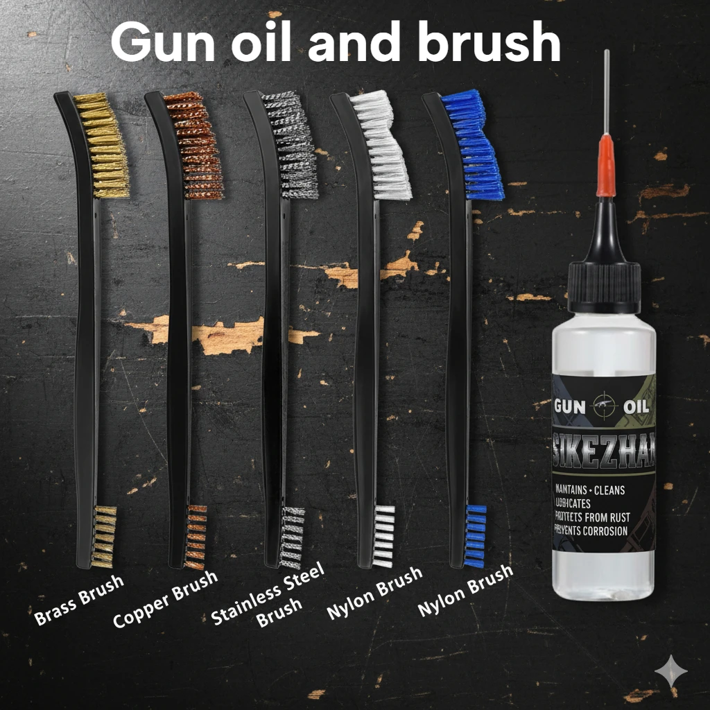 Dwustronna szczotka do czyszczenia broni, nylonowa szczotka druciana z mosiądzu, uniwersalny zestaw do czyszczenia, akcesoria myśliwskie, akcesoria do broni