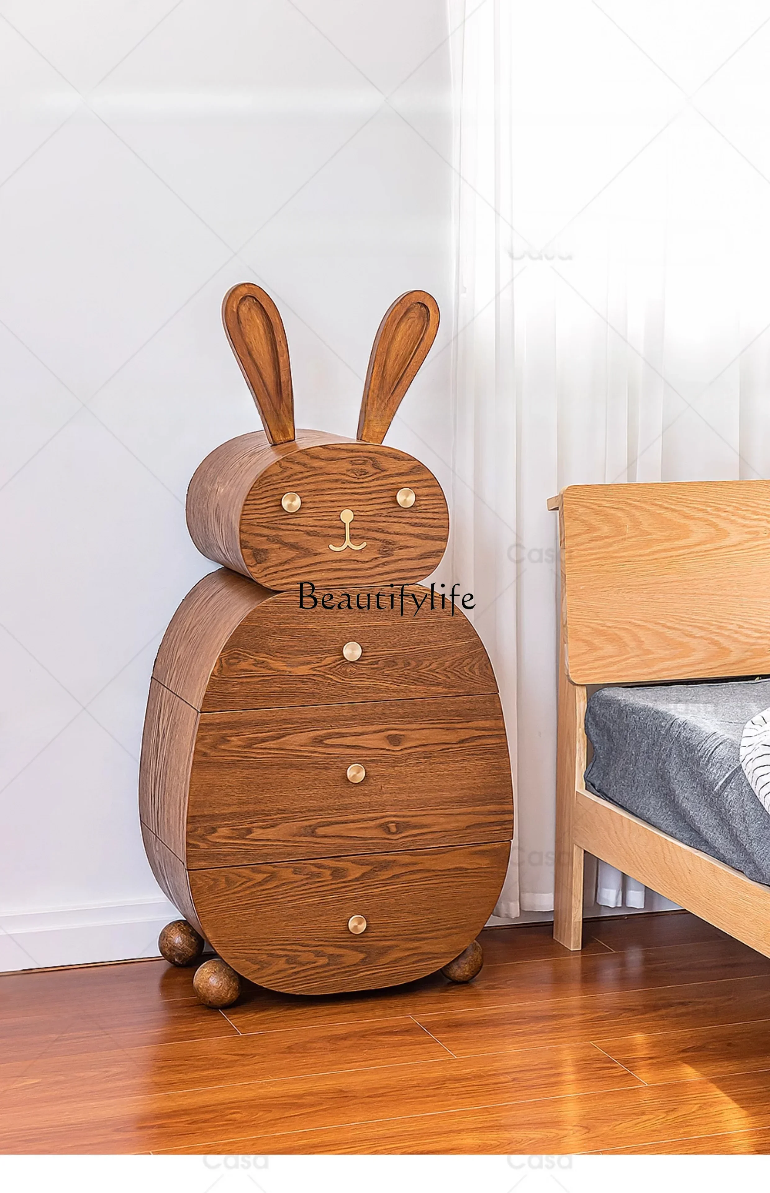 

LD33Rabbit Locker Bedroom Cloakroom Multi-layer Storage Cabinet Medieval Solid Wood Classification Locker
