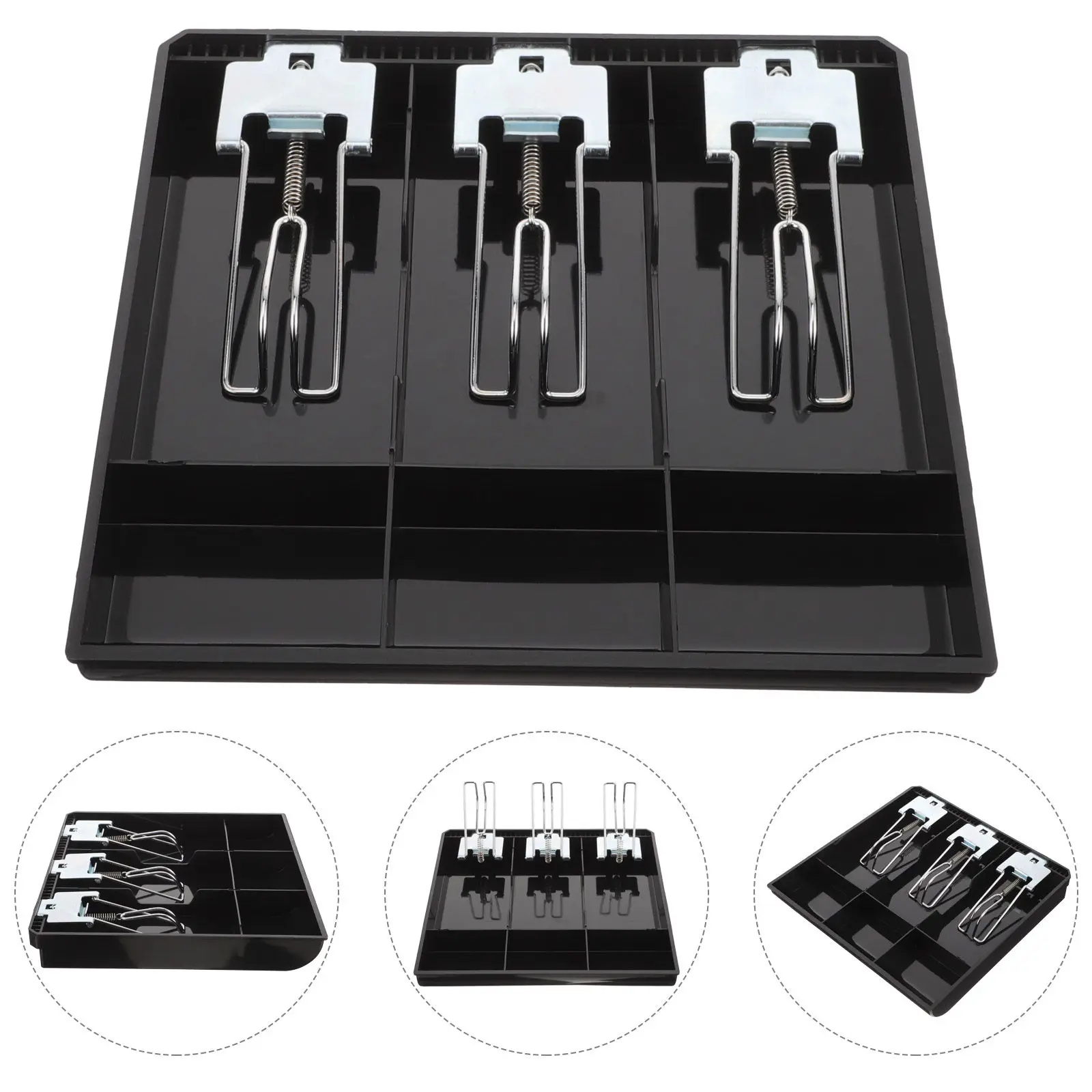 

Cash Register Drawer Tray Multi Grids Currency Holder for Card Check Storage Cash Management Tool for Store