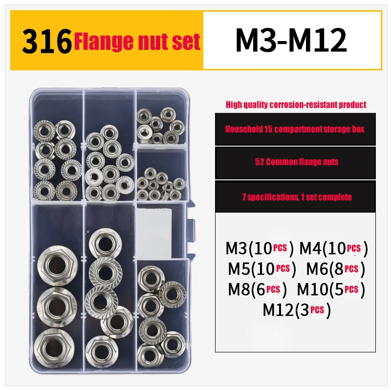 1pcs Flange Nuts Suit M3 M4 M5 M6 M8 M10 M12 304 Stainless Steel Pinking Automatic locking nut DIN6923 Serrated Spinlock