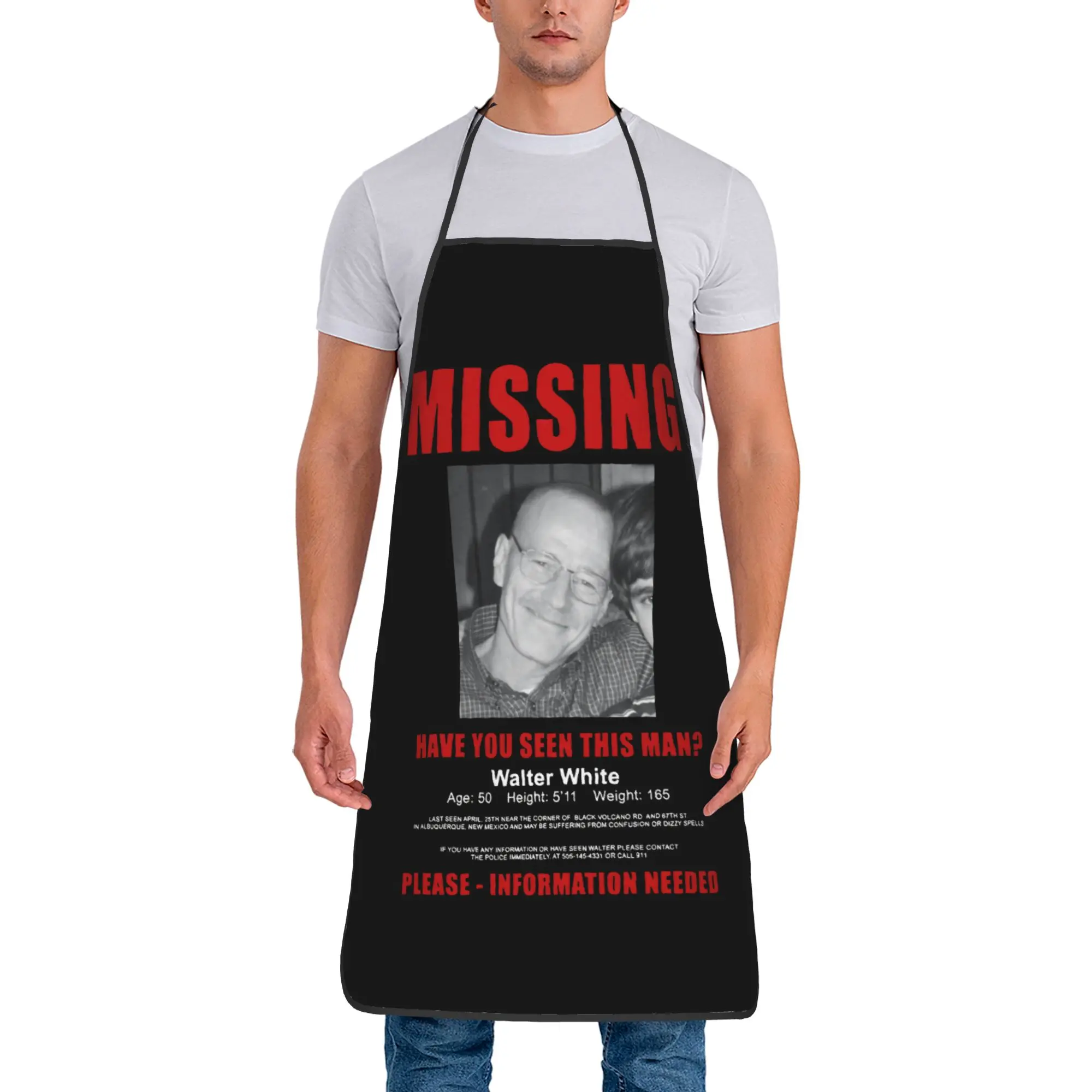 Heisenberg Breaking Bad Missing Sign Bib Apron Waterproof Polyester Funny Poster Cooking Pinafore Women Men Adult Fashion Chef
