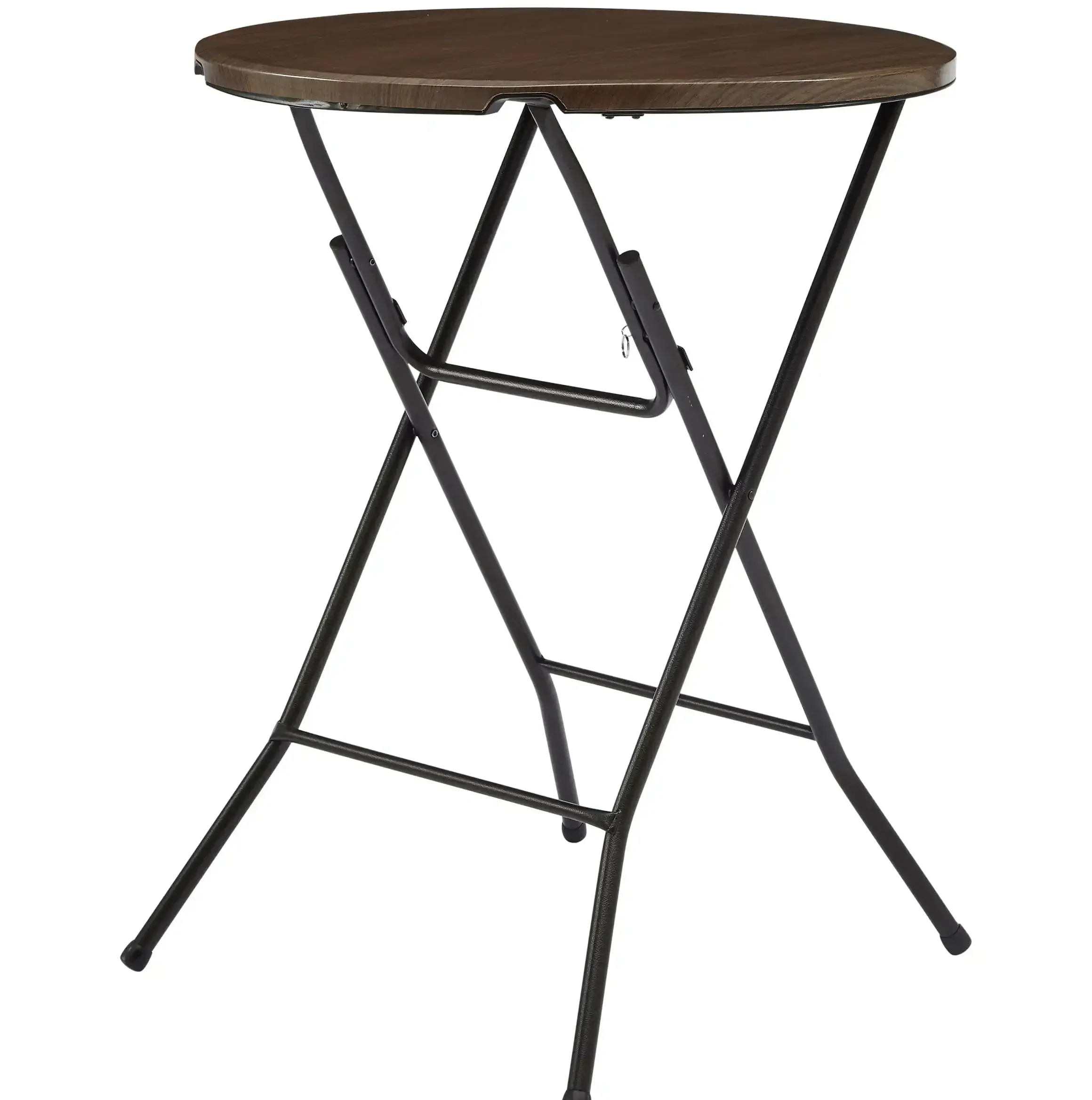 

24''/31" Round High-Top Folding Table, Walnut/White