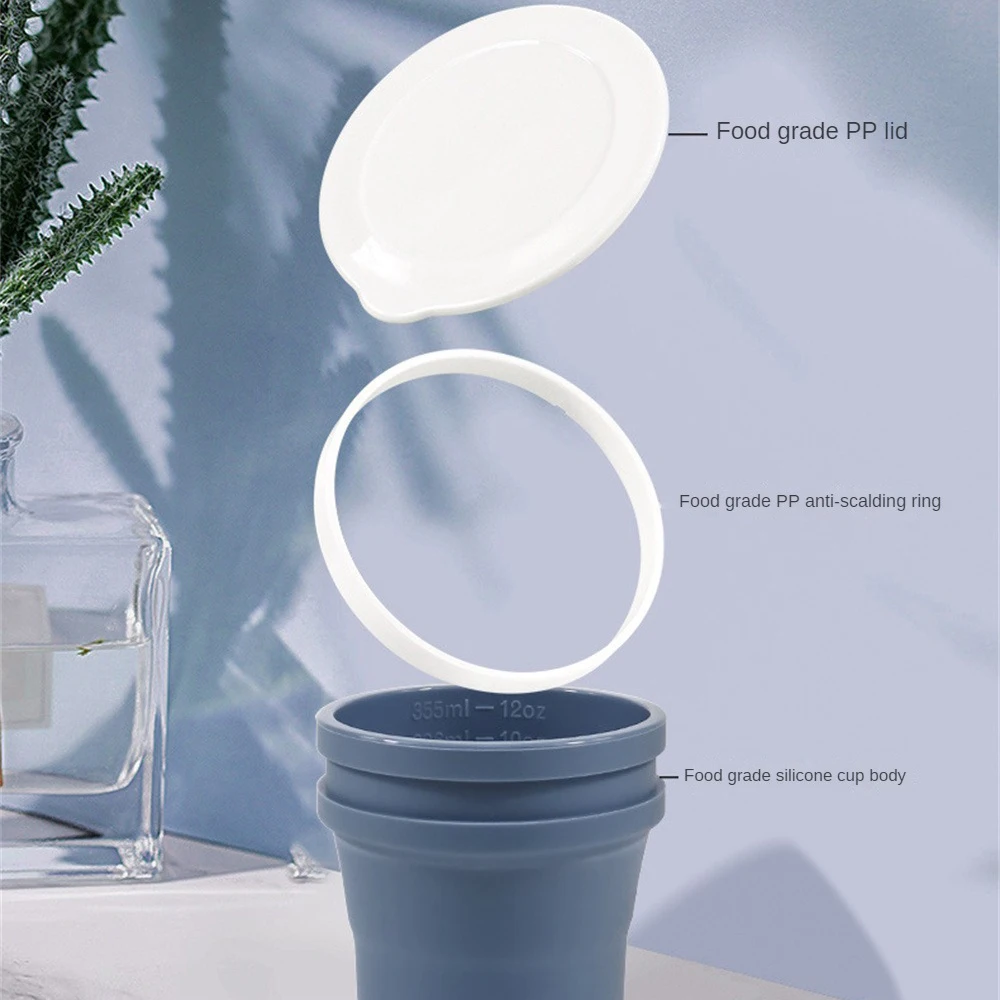 Folding Cup Drinking Mug With Lid Teacup Coffee Cup Retractable Travel Water Bottle Silicone Portable Outdoor Mouthwash Cup