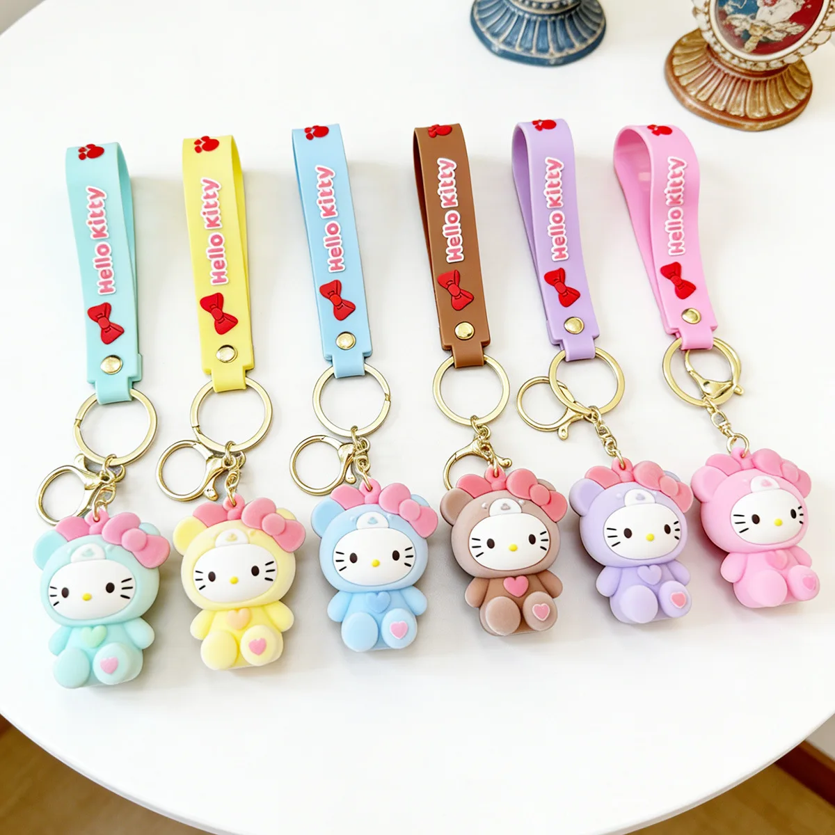 

New model Hello Kitty Keychain Gift Anime Cartoon Children Toy Accessories Doll Backpack Hanging Accessories