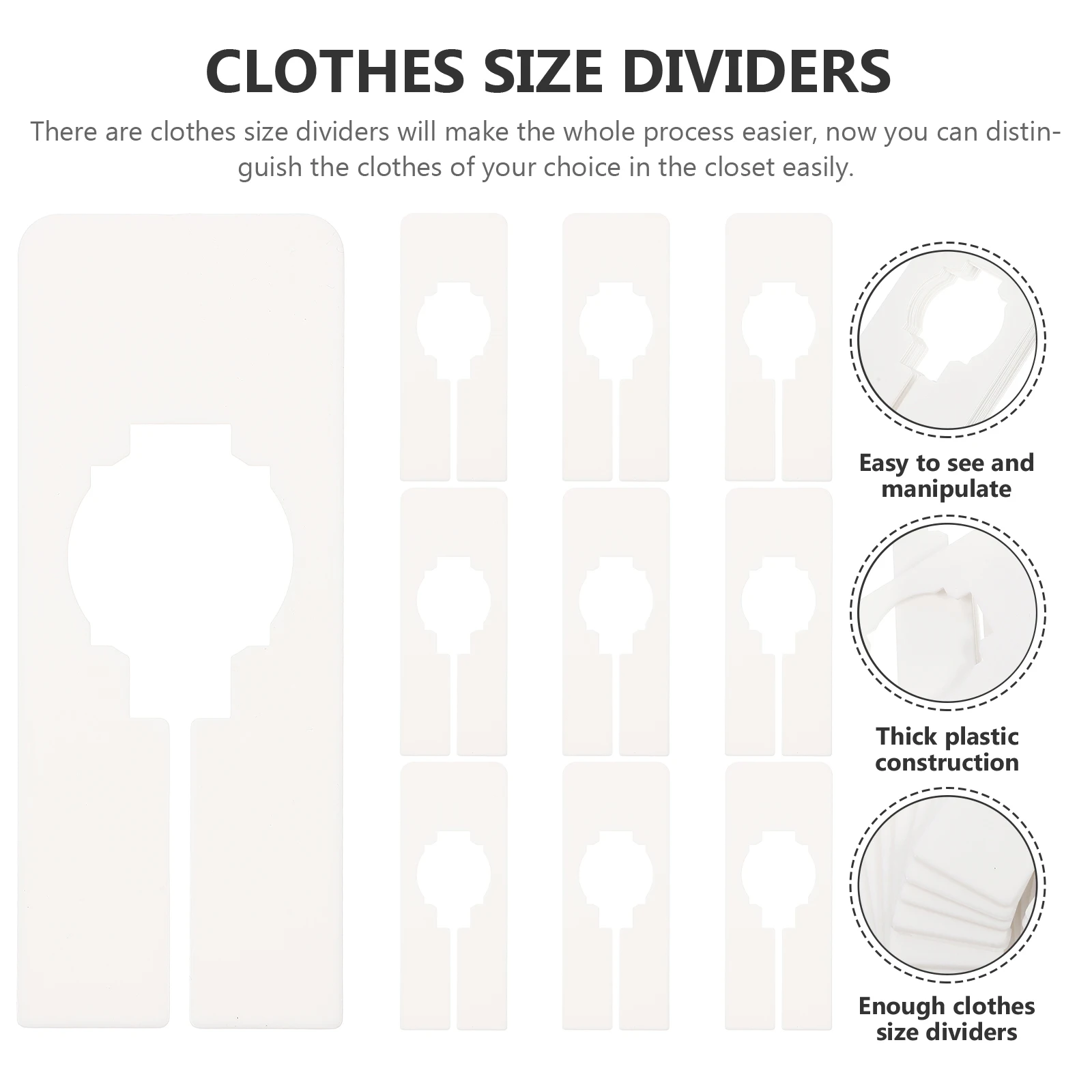 

10pcs Clothes Size Dividers White Hangers Wardrobe Dividers Plastic Closet ganizers Storage Solutions Thick Construction Easy