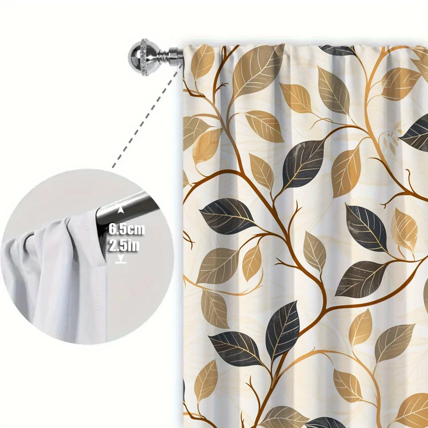 2pcs Modernist Floral Pattern Printed Curtain for Home Decor -Rod Pocket Window Treatment for Bedroom,Office,Kitchen,Living Room