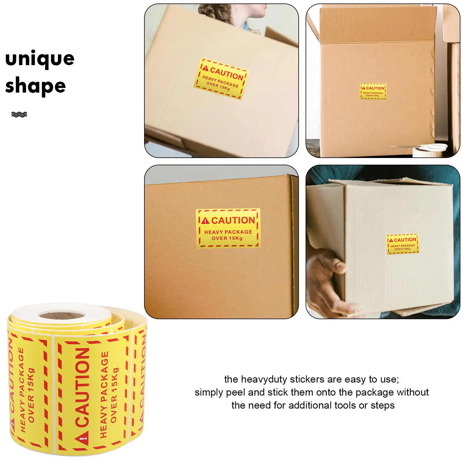 1Roll Warning Labels Roll Packaging Label Stickers For Moving Company Overweight Heavy Package Shipping Caution
