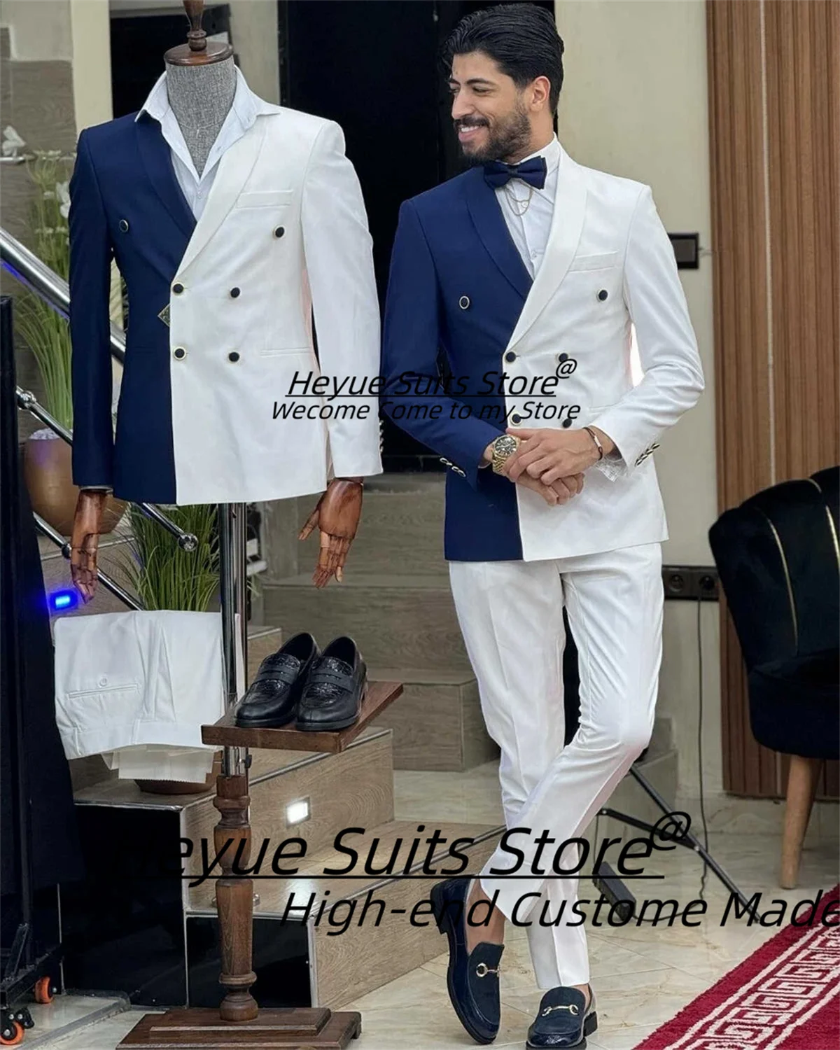 

Модные мужские костюмы темно-белого цвета по индивидуальному заказу, двубортные смокинги для жениха, мужские пиджаки для выпускного вечера, костюм Homme