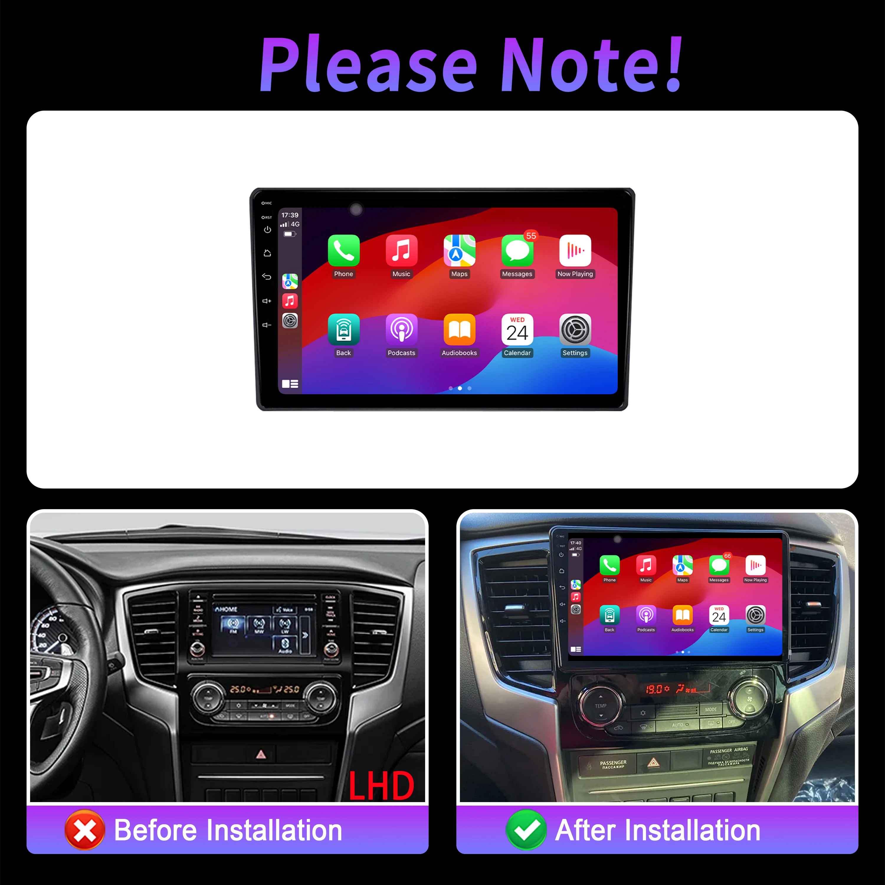 Para Mitsubishi L200 5 LHD 2018-2020 navegación de Radio de coche para reproductor Multimedia de coche navegación Android 14 pantalla táctil 2K QLED 2