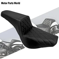 Motorcycle 2-up Rider Passenger Front Rear Seat Black Leather Seat Cushion For Harley Softail Street Bob FXBB 107 FXST 2018-2025