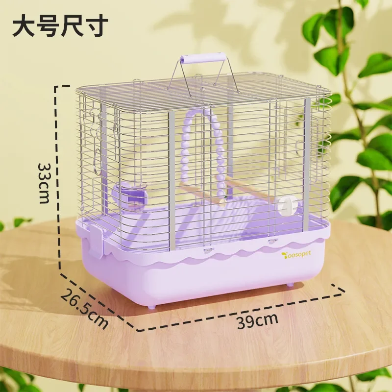 Parrot 304 Stainless Steel External Belt Cage Horizontal Line Large Space Xuanfeng Portable Bird