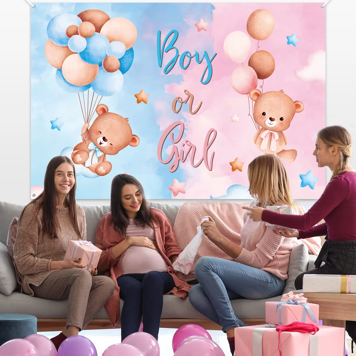 Gender Reveal Party Backdrop, Ggender Reveal, Fundo de banner, Happy Birthday, Party Decor, Baby Shower, Menino, Menina, Crianças