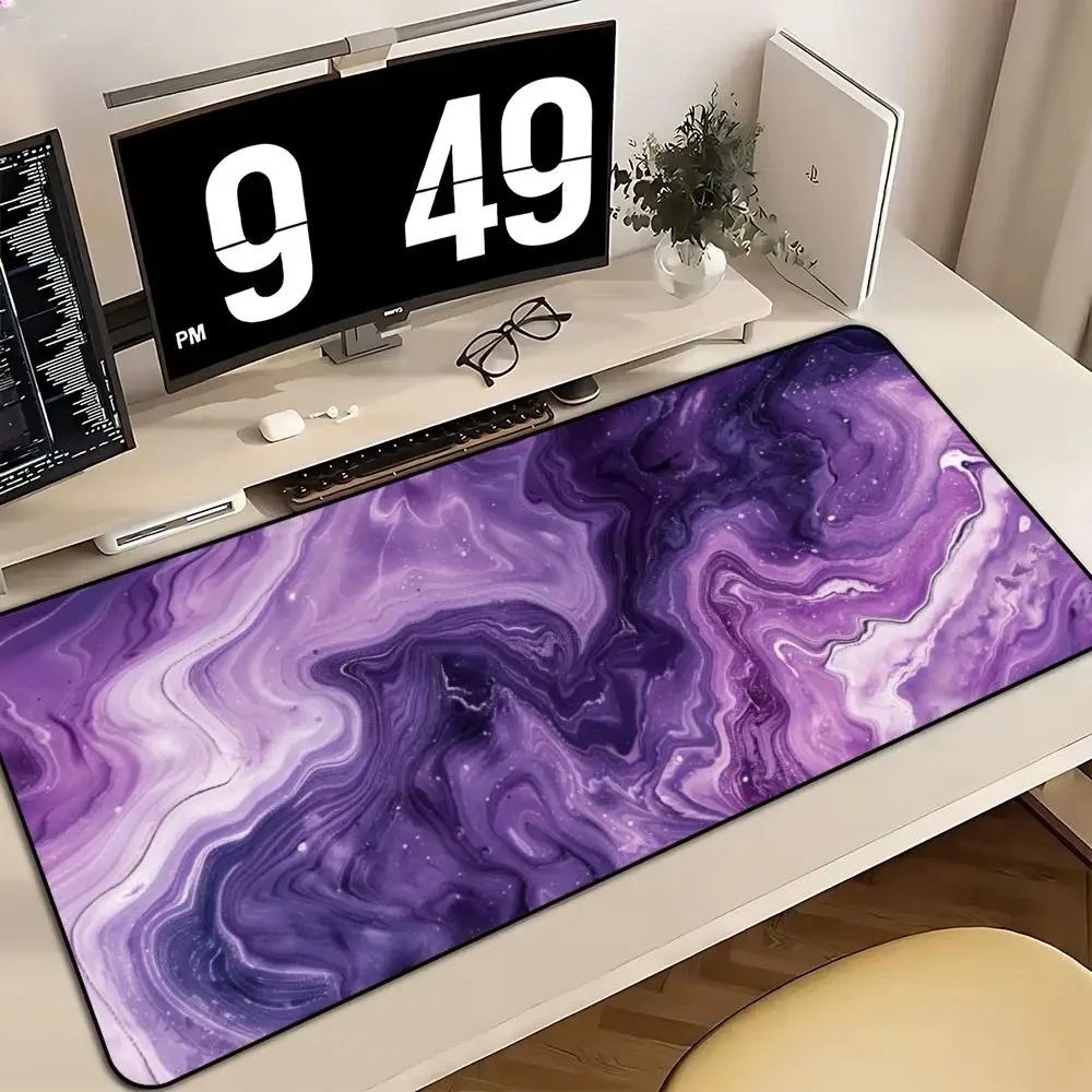 Large Xxl Gaming Mouse Pad Desk Mat Keyboard Pad Purple Liquid Marble Galaxy Swirl Abstract Texture Print Extended Stitched Edge