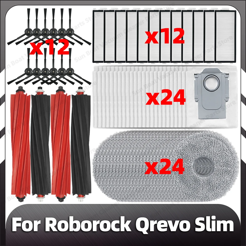 

Compatible for Roborock Qrevo Slim Replacement Main Side Brush HEPA Filter Mop Pads Dust Bags Spare Parts Accessories