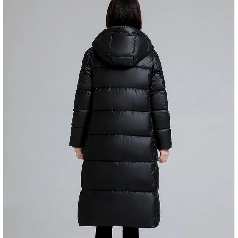 2023New Winter Down Coats For Women Warm Thick Long Puffer Jacket black Portable Unisex Outerwear Hooded cotton Parka Female top