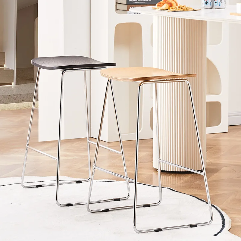 Minimalist logs are divided into stainless steel color bar stool thickened wrought iron high chair creative commercial