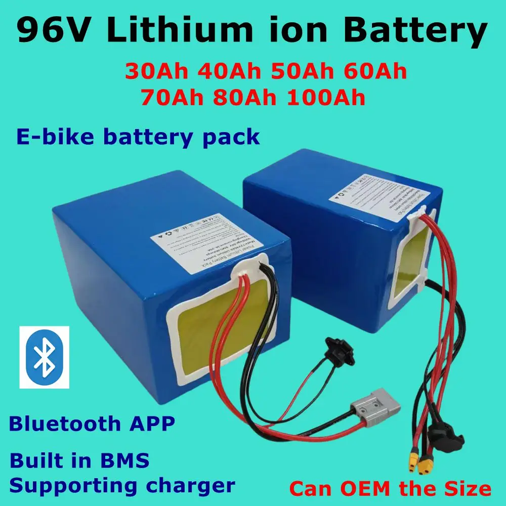 

CZ- lithium-ion battery 96V 30Ah-100Ah, 26S Ant Bluetooth BMS pour moteur robot scooter moto 5000W AGV hybrid vehicles+ charger