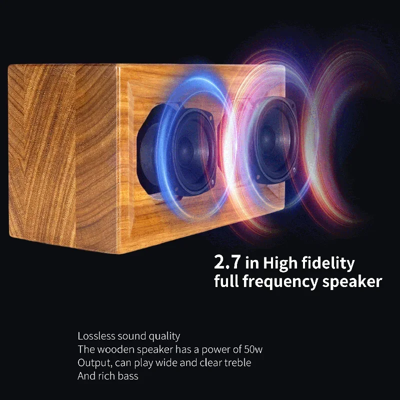 

Natural Wooden Bluetooth Speaker 50W Retro HIFl Stereo Wireless Portable With USB/AUX Input For Home/ Gift/Party/Travel/Office