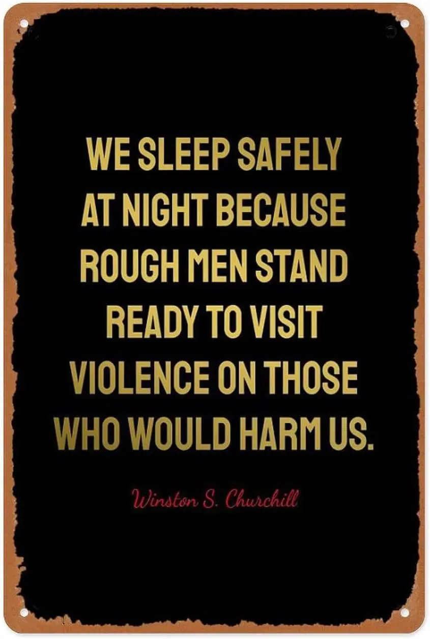 Vintage Metal Sign - Churchill Quotes - 8x12 Inch Wall Art for Garage, Man Cave, Game Room, Coffee House Or Home Bar Dec