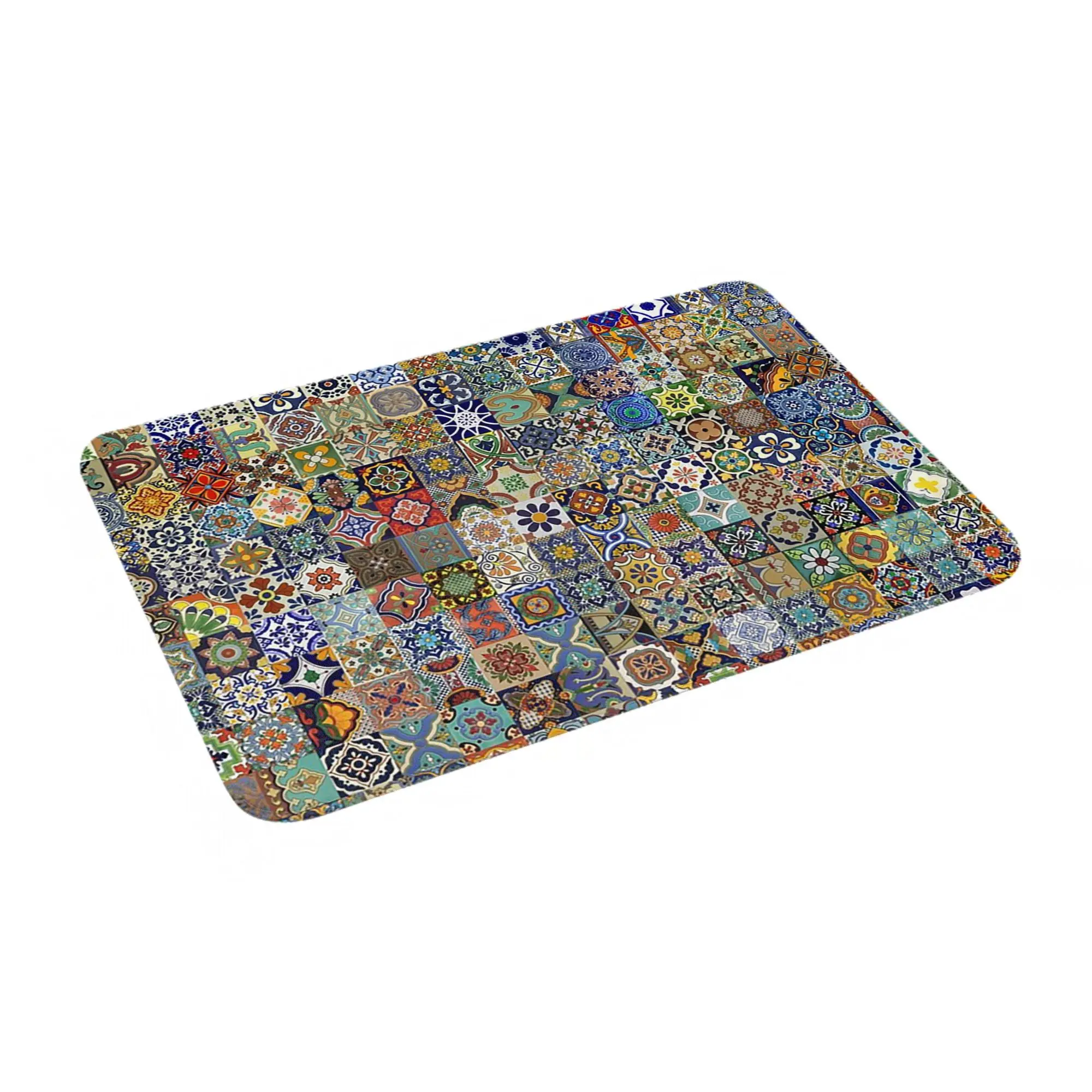 

Mexican Tiles Anti-slip Doormat Floor Mat Dust-proo Carpet Rug for Kitchen Entrance Home Bathroom Footpad Mats