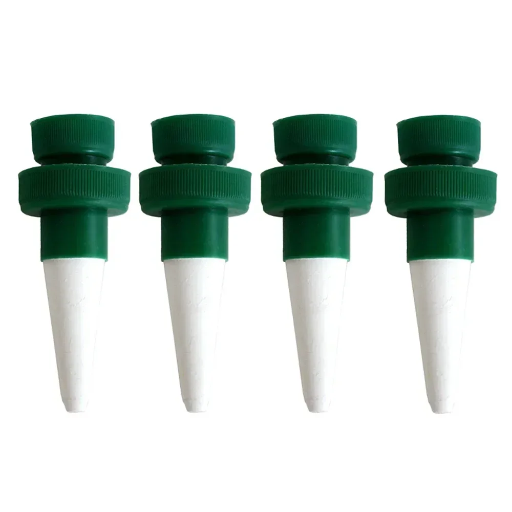 4-Pack Ceramic Self-Watering Spikes, Soda Bottle Compatible, Auto-Moisture Control for Vacation Plant Care