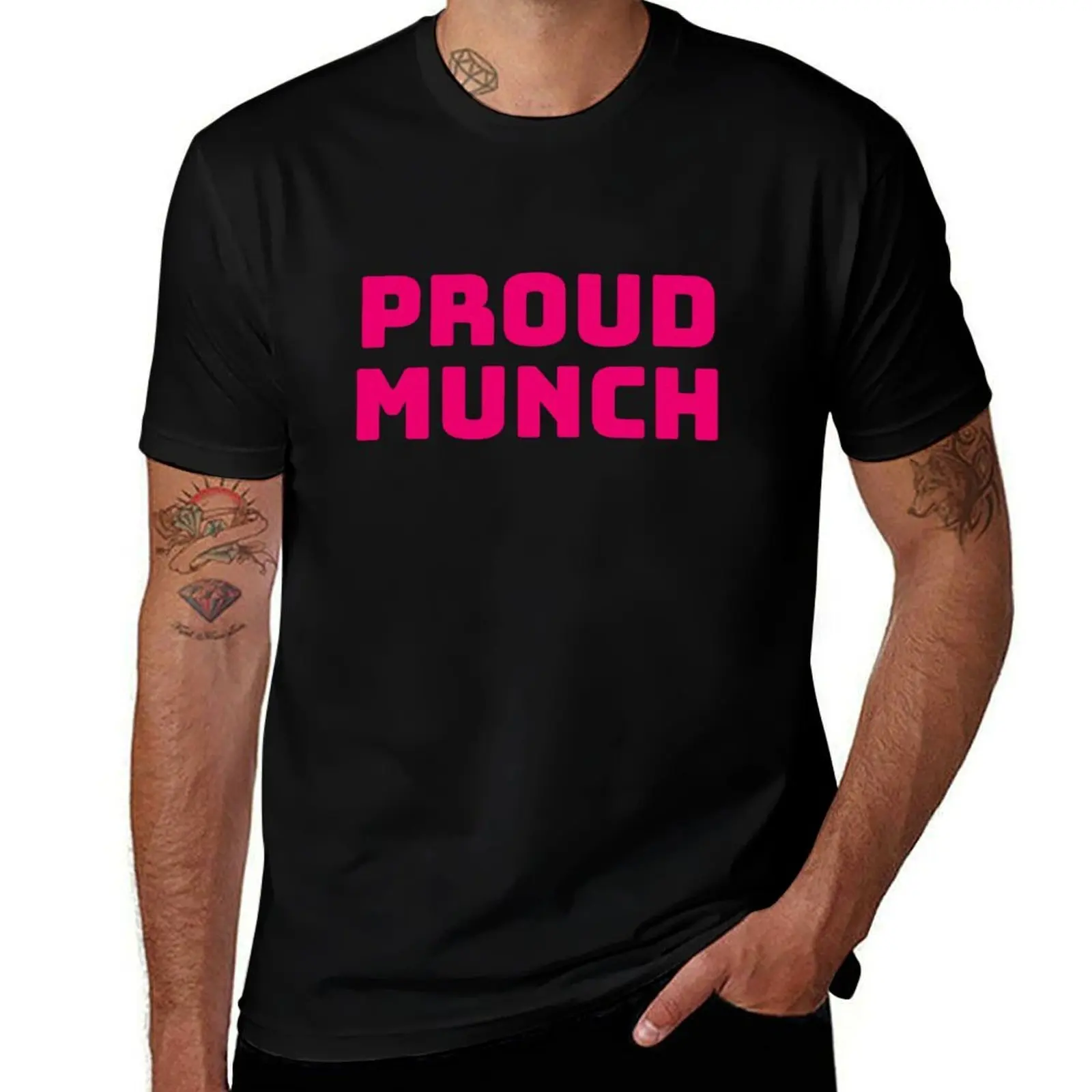 

proud munch hot pink T-Shirt anime shirt new edition customizeds t shirts for men pack