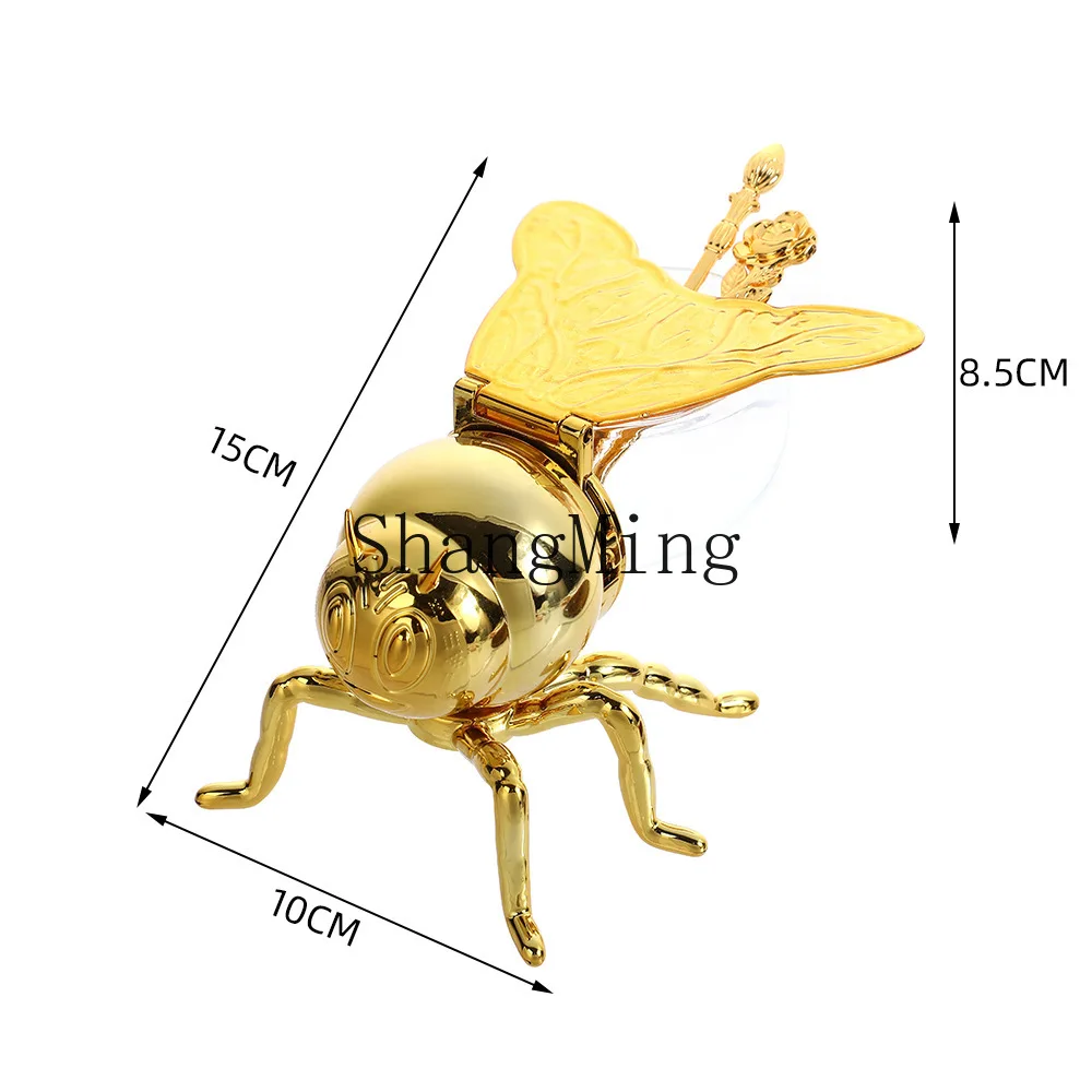 

PYH creative and simple bee seasoning jar light luxury atmosphere golden sugar cup with spoon retro kitchen seasoning