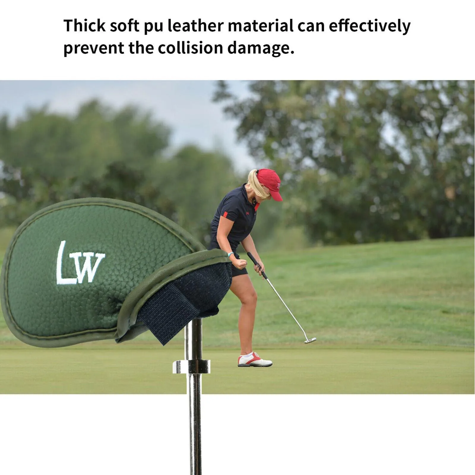 12 pezzi New Deluxe Golf Club Covers Head covers Set PU Putter Leather ricamo Logo entrambi i lati Iron Head Cover Drop Shipping