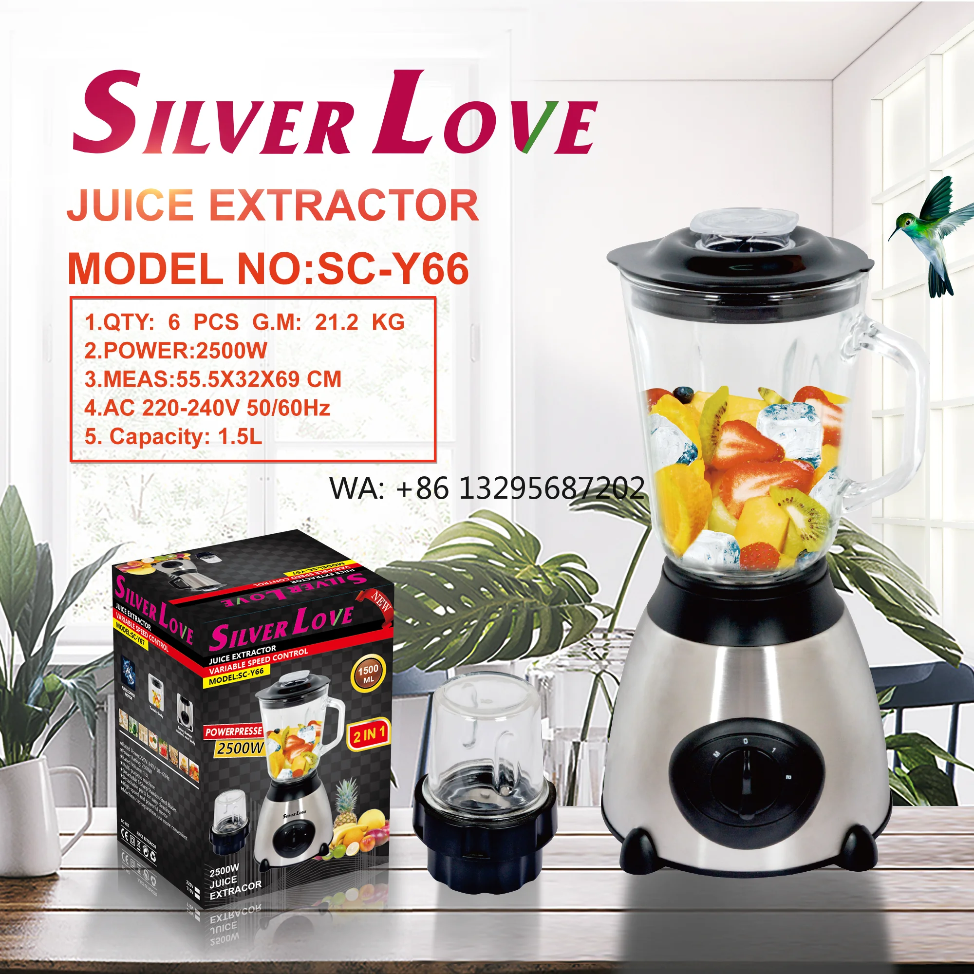 

Hot Sale 1.5l Fruit Juicer 2500w High-power Juice Extractor With Plastic Grinder Glass Housing For Home Kitchen-model No. Sc-y66
