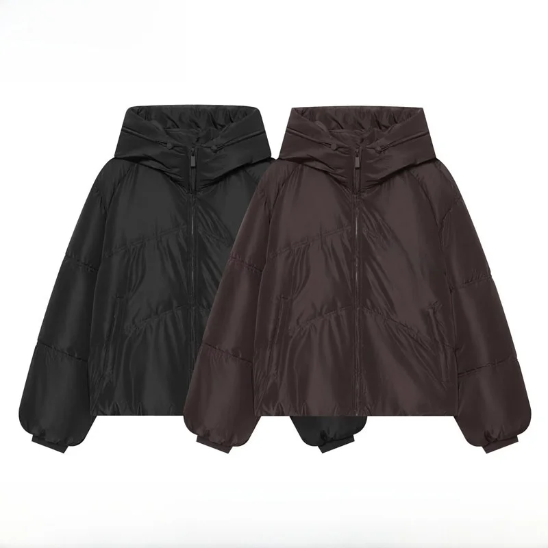 Fashionable Waterproof Hooded Women's Jacket Early Autumn New Arrival Versatile Stylish Cotton Coat Long Sleeve Zipper Closure