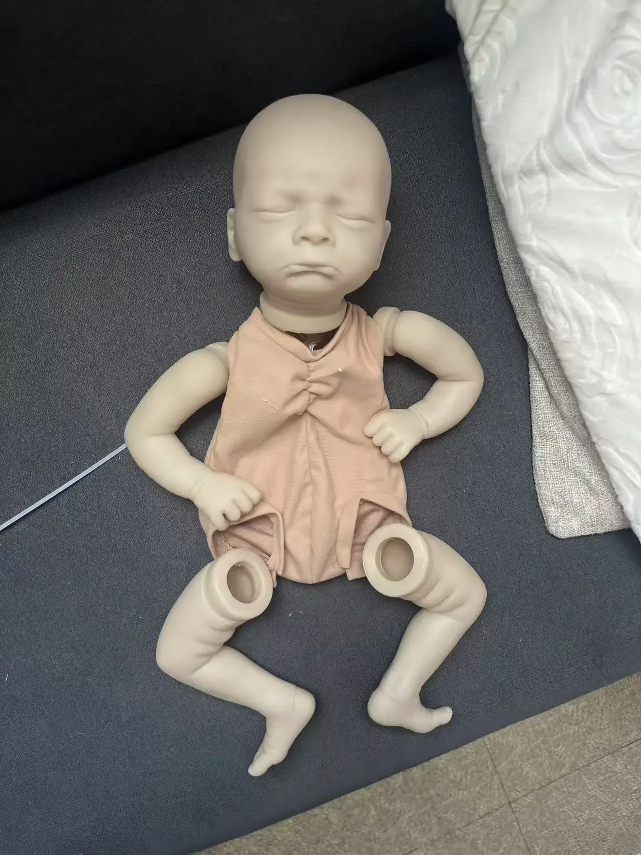 16Inch Reborn Doll Kit Premie Size Sad Baby Milan Unpainted Unfinished DIY Doll Parts with body and eyes Artist Name on Back