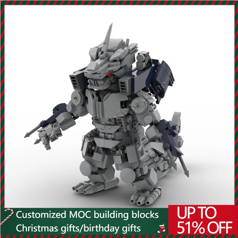 

718 Parts MOC Sci-Fi Style Domineering Mechanical Monster Models Customized DIY Gray Series Creative Assembly Children's Gifts