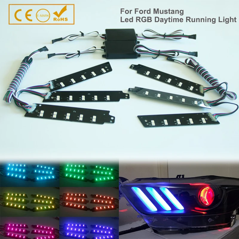 1 Set RGBW Multicolor LED DRL Board Lighting Kit For 2015-2017 Ford Mustang, Smartphone Remote Controlled