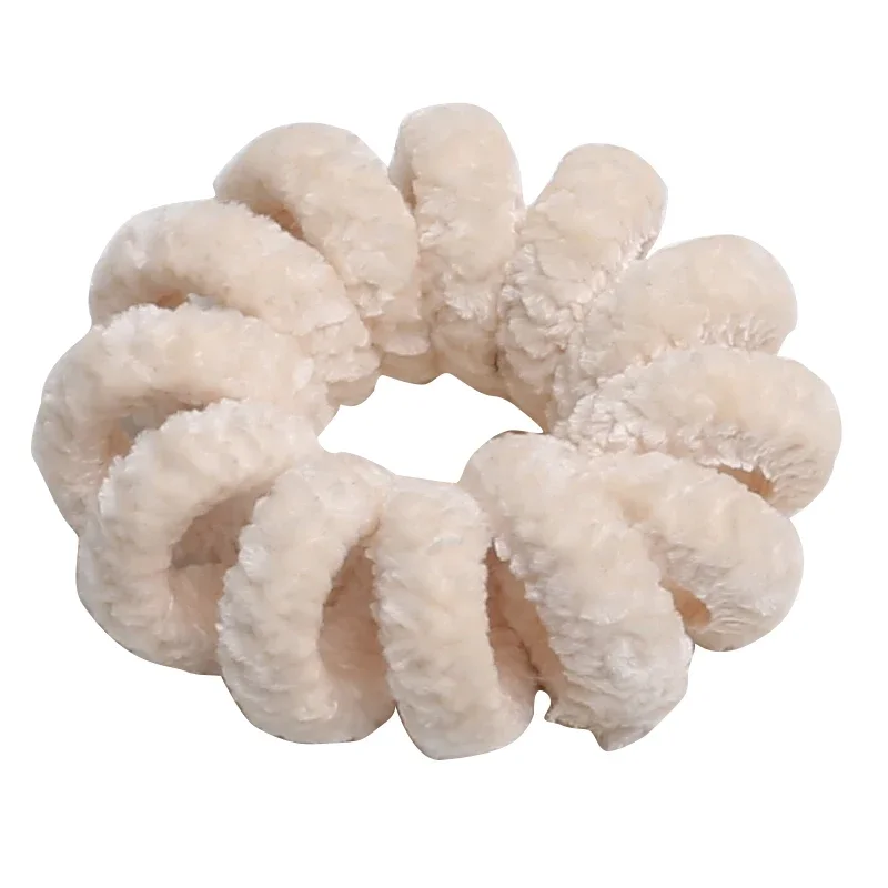 New Winter Korean Furry Chenille Telephone Wire Line Hair Tie Oversize Spiral Shape Rubber Elastic Hair Band Women Accessories