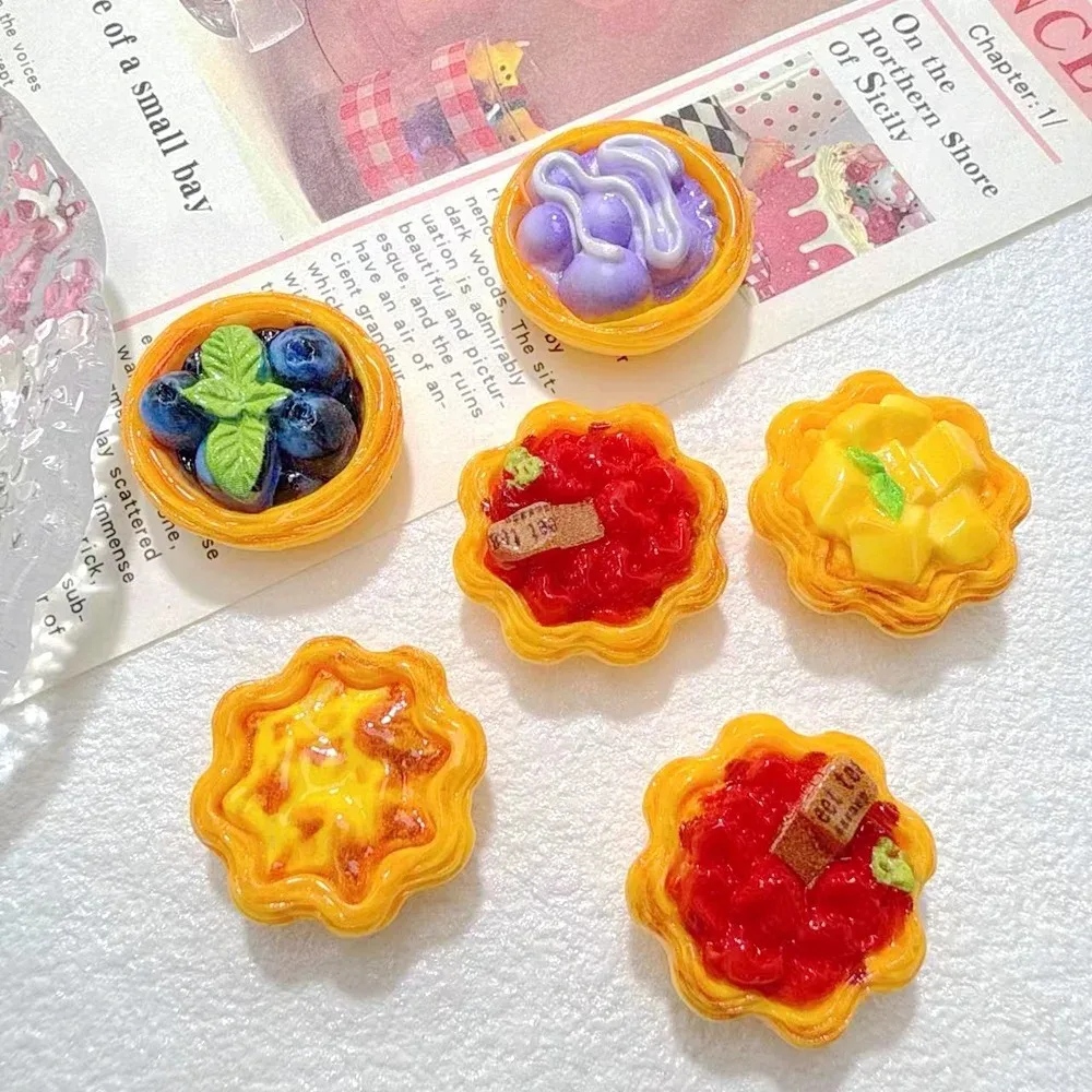 10pcs 3D Simulation Cute Egg Tart Resin Cabochons Fake Food DIY Scrapbook Craft Miniature Charms Dollhouse Accessories
