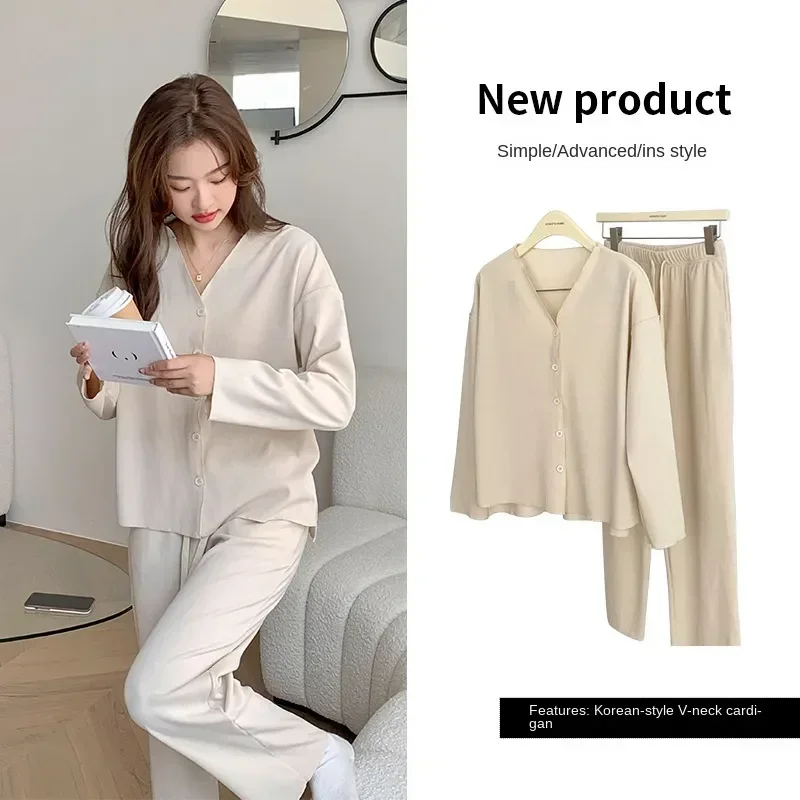 Women's Sanding Cardigan Sets Pajama 2 Sleepwear Suit Sleeve Piece High Thicken Quality Long Women Style Loungewear Explosive