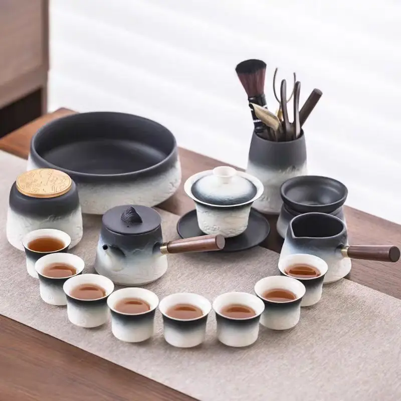 

Gradient Ceramic Gaiwan Tea Set Tea Tray And Accessories Traditional Chinese Kung Fu Tea Set For Home Office Gift For Tea Lovers