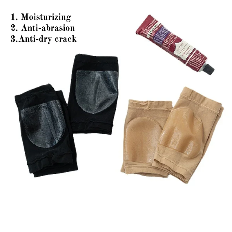 1 زوج جل سيليكون مكافحة تكسير كعب الجوارب ترطيب مكافحة ارتداء مكافحة الجافة تكسير نصف الجوارب القصيرة كعب غطاء كعب حامي