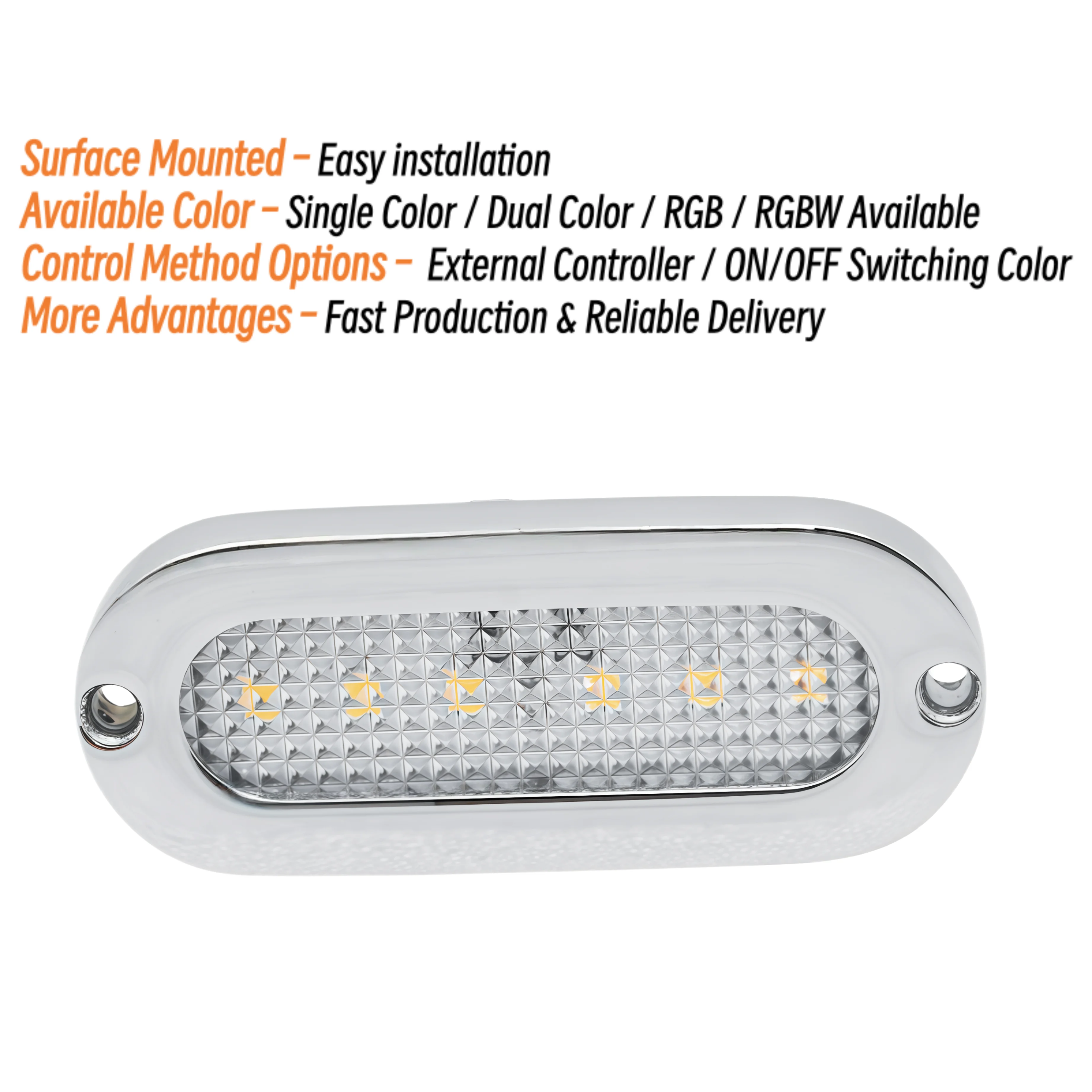 3W 12VDC Surface Mounted Marine LED Courtesy Light Boat 316 Stainless Steel IP68 Waterproof Deck Step Walkway Light