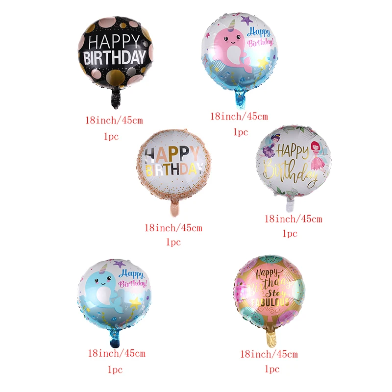 18 Inch Round Happy Birthday Foil Balloons Birthday Party Decorations 6pcs/lot