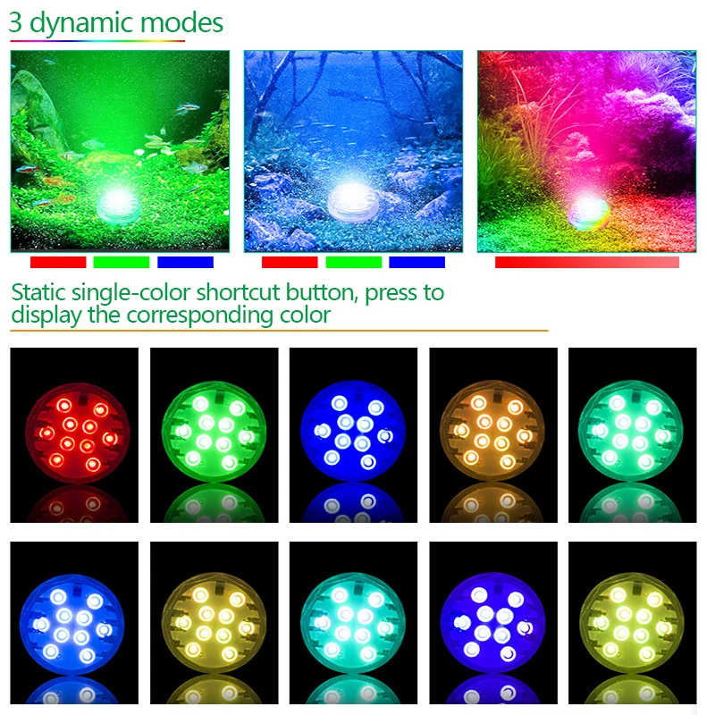 Imagem -06 - Marpou-rgb Luzes Led Submersíveis Operado por Bateria Subaquática Jardim Iluminação de Piscina Festa de Casamento Aquário Vaso