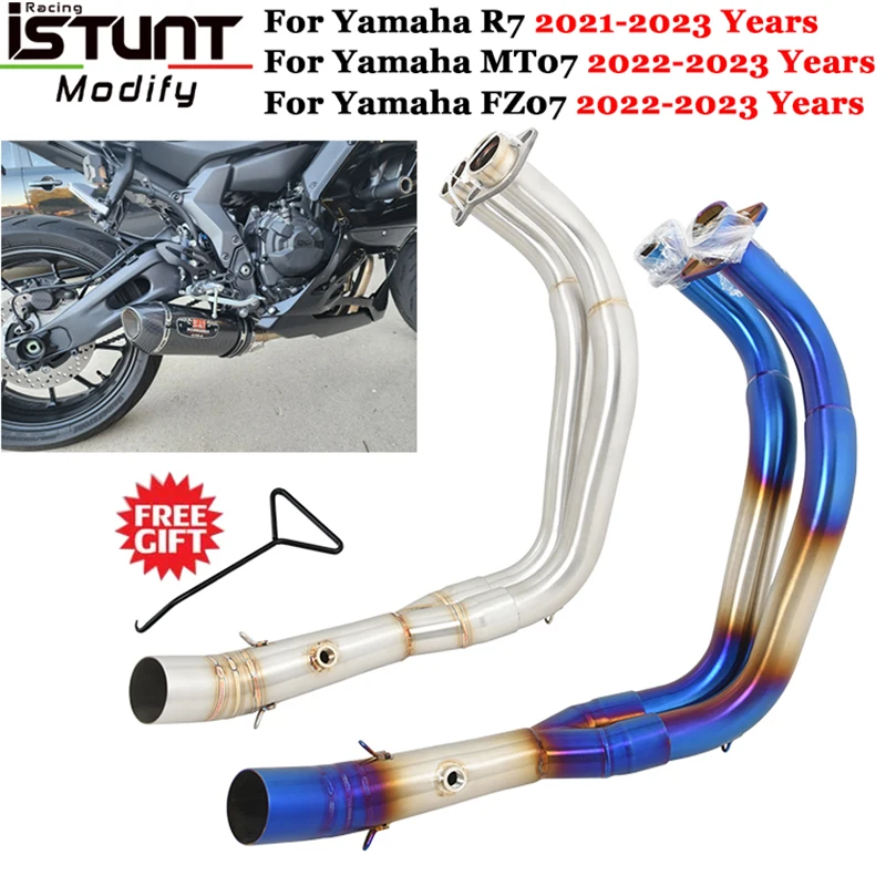 

Motorcycle Exhaust Escape Systems Slip On For Yamaha R7 MT07 FZ07 20212022 2023 Modify Front Link Pipe Connection 51mm Muffler