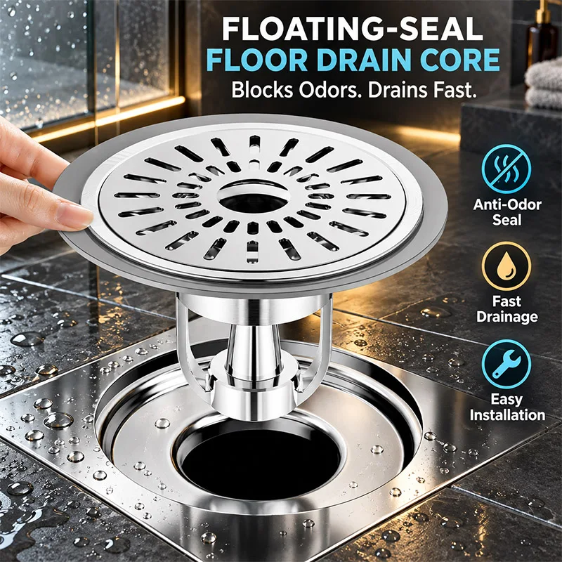 Bathroom Floor Drain Core Magnetic Suspension Anti-return Insect Odor Universal Washroom Sewer Hair Filter Closure Cover