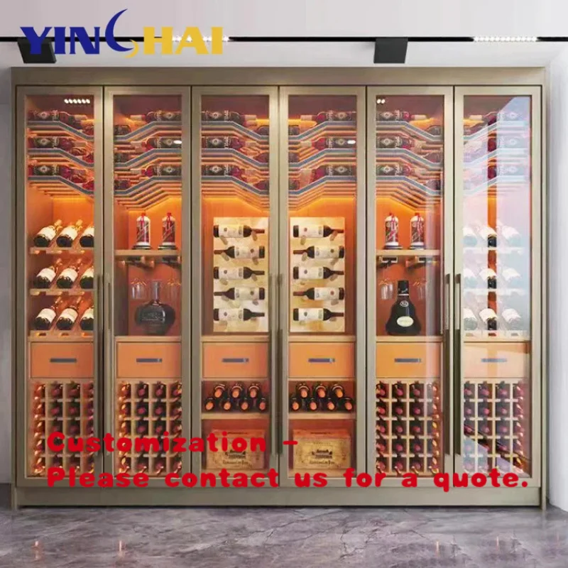 custom.Customized Luxury Commercial Temperature Controlled Wine Cabinet Wine Cellar Stainless Steel Metal Wine Storage Cabinet