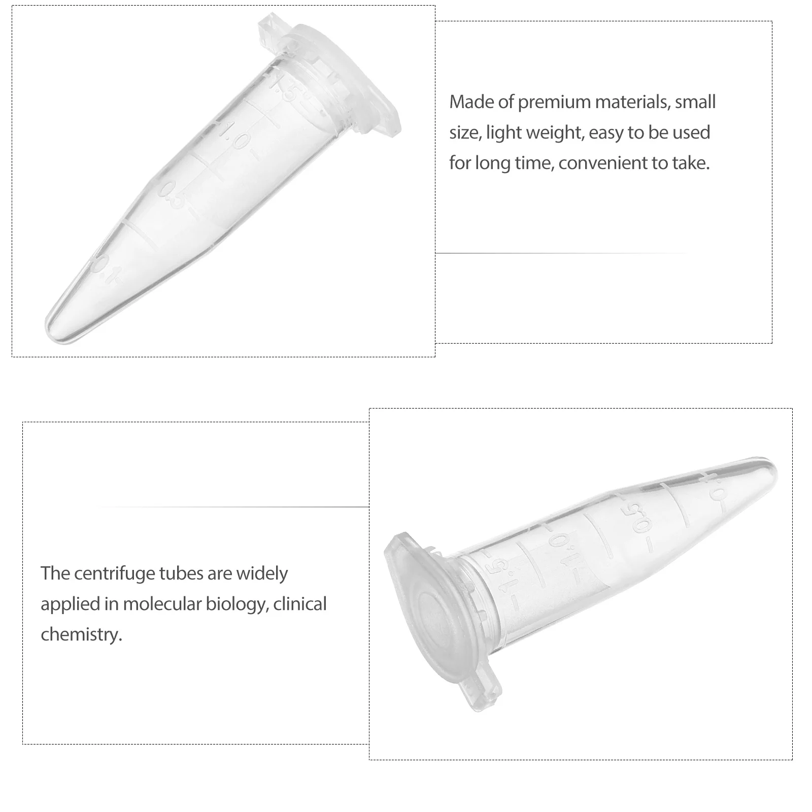 

500Pcs Small Centrifuge Tubes with Cap Laboratory Test Tubes for Molecular Biology Clinical Chemistry Research Sample Containers