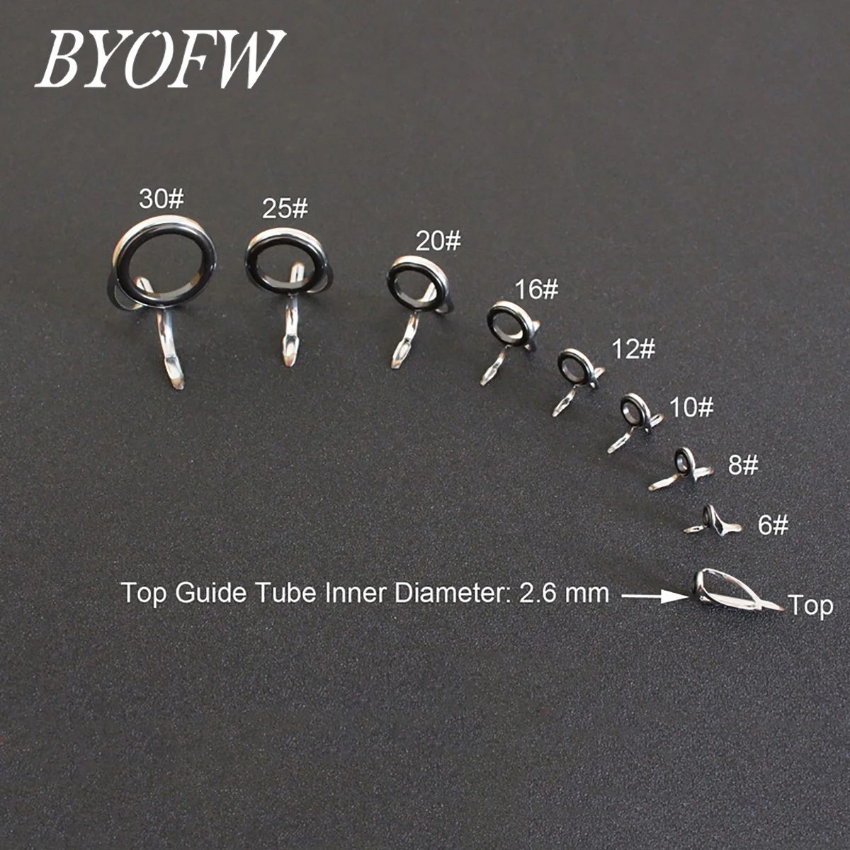 BYOFW 9 PCS/bag Tangle Free Stainless Steel Fishing Rod Guide Ceramic Ring Eye Double Legs For Building Replacement Accessories