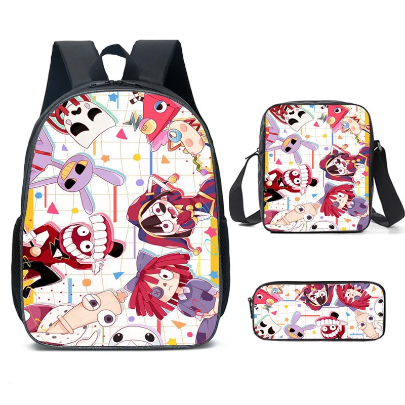 The Amazing Digital Circus Student School Bag Backpack Set Boys Girls Anime Kawaii Cartoon School Bag Mochila