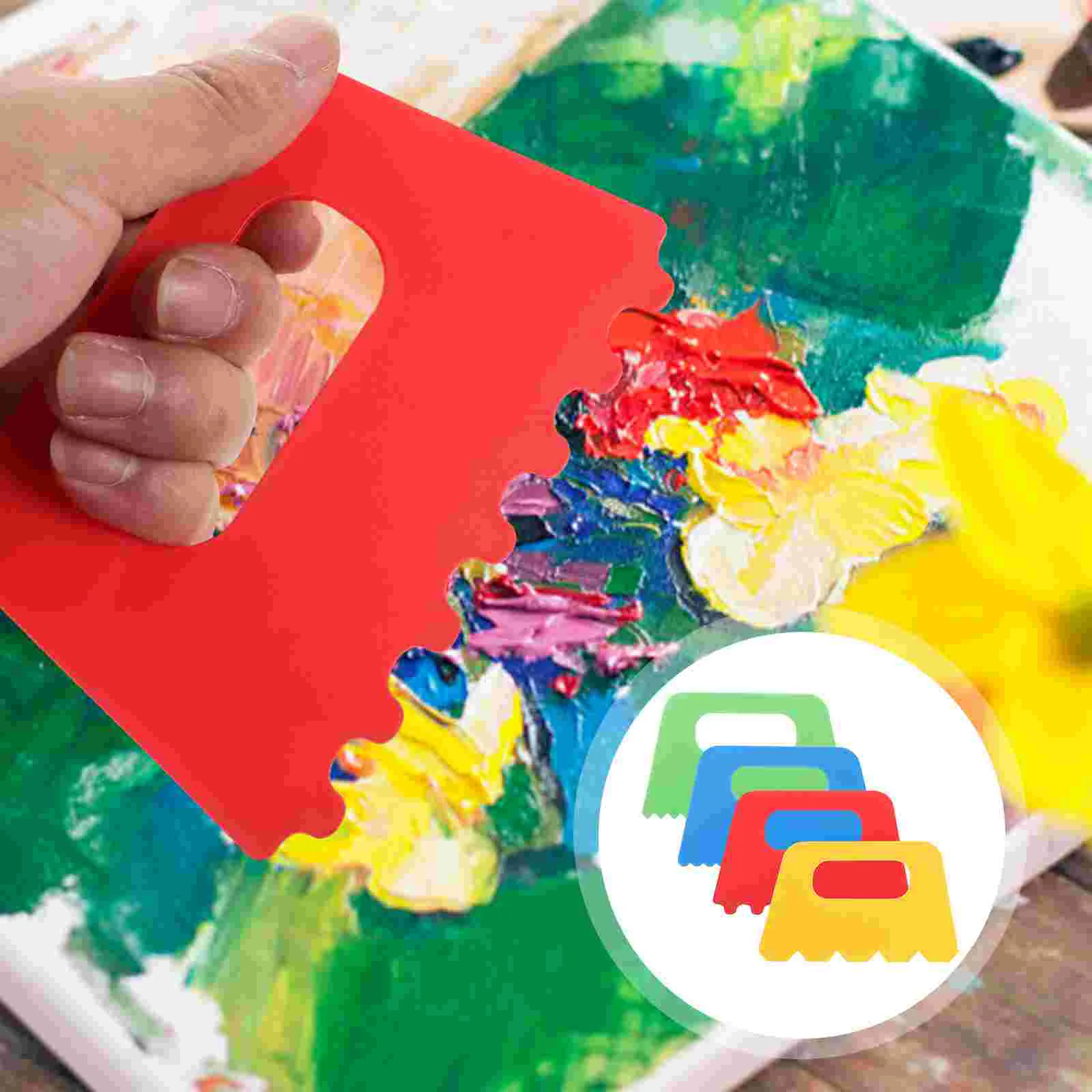 4 Pcs Paint Graffiti Brush Drawing Tool Kids Brushes Tools Painting Scraper Face Spatula DIY Line Scrapers Spot Pigment