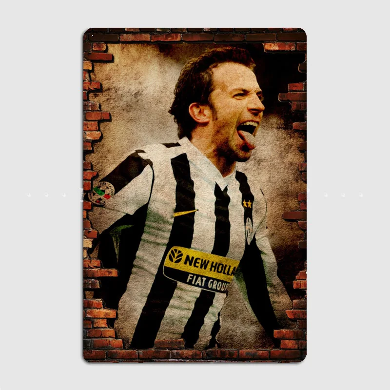 Alessandro del Piero Football Player Poster Metal Sign Italy Football Clubs Tin Custom Bar Indoor Home Wall Decor Room Decor